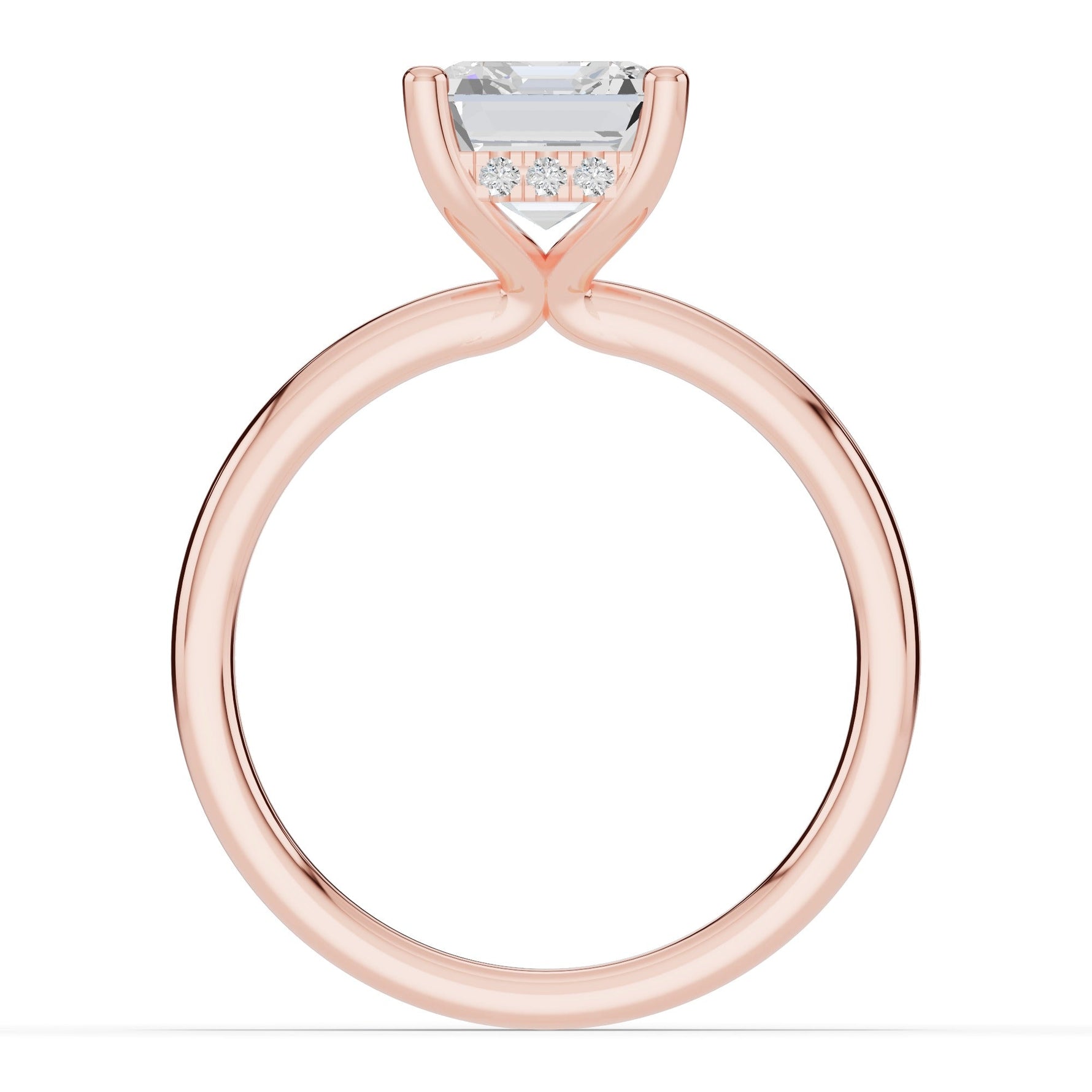 Asscher Lustre Hidden Halo Solitaire Ring ABER-101-AS-LGD-11  - Abtin & Co.