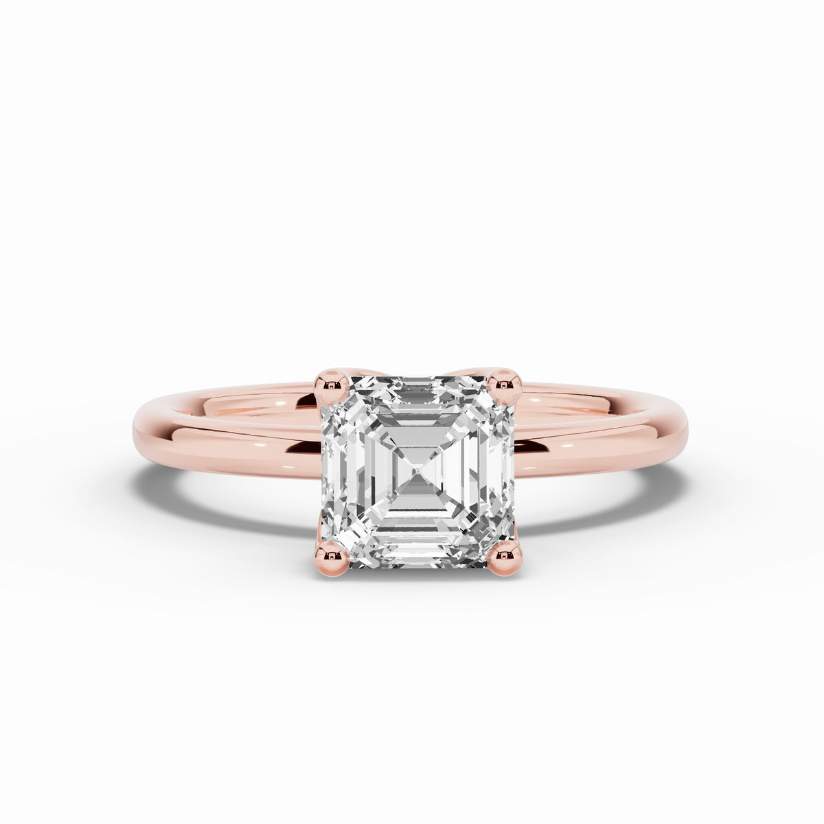 Asscher Lustre Solitaire Ring ABER-100-AS-LGD-11  - Abtin & Co.