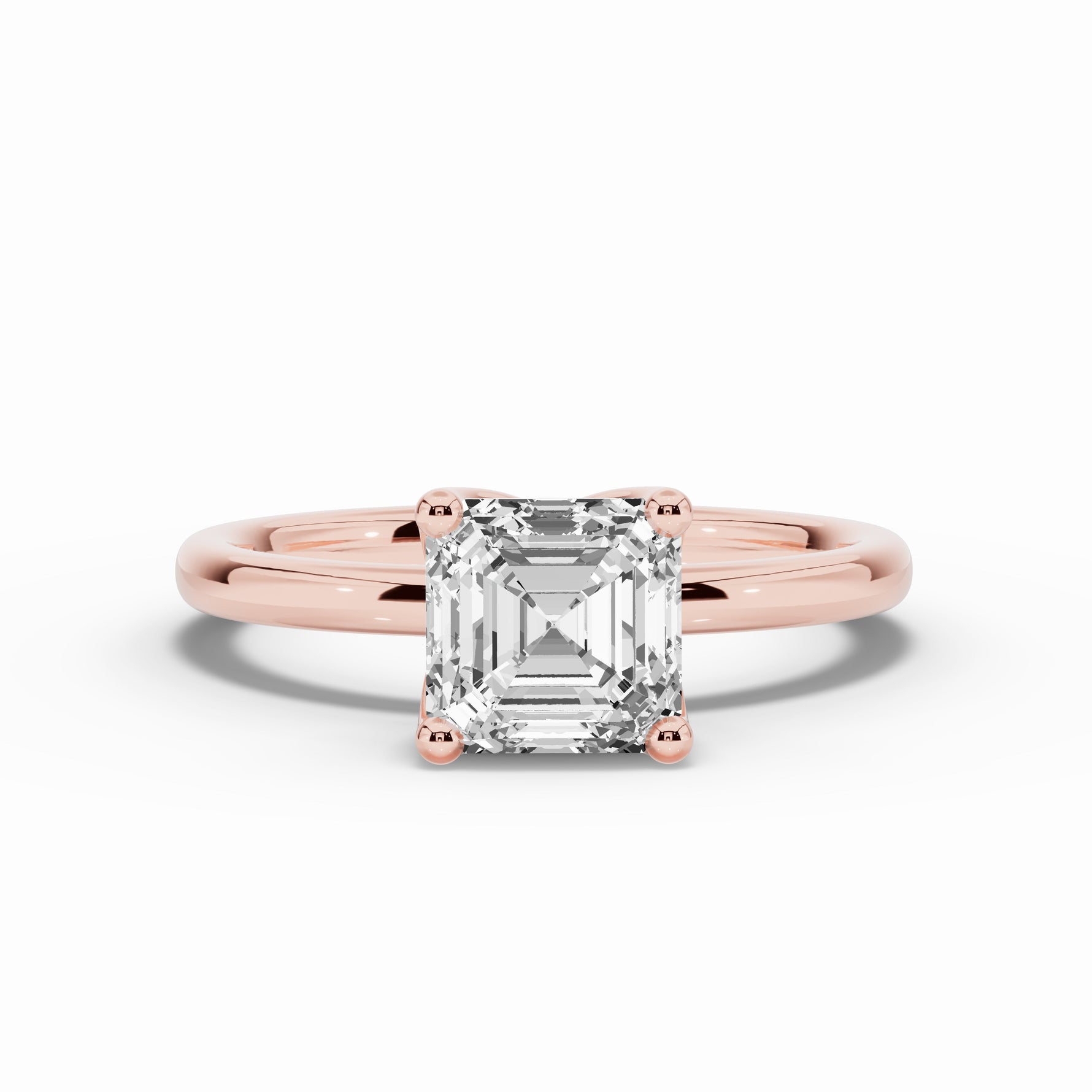 Asscher Lustre Solitaire Ring ABER-100-AS-LGD-11  - Abtin & Co.