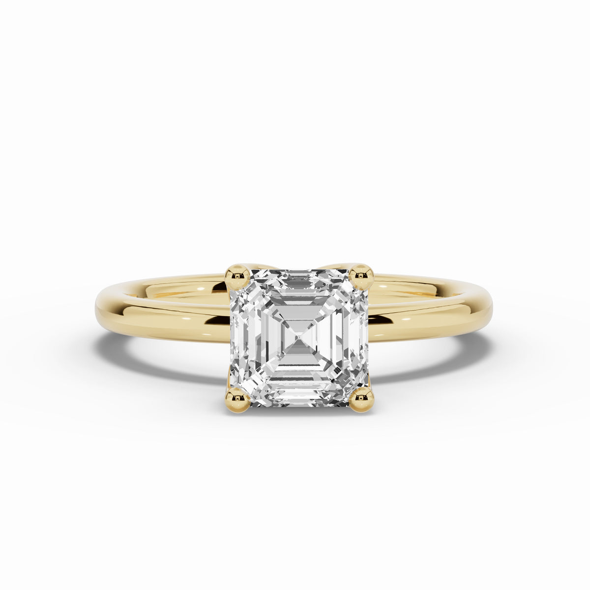 Asscher Lustre Solitaire Ring ABER-100-AS-LGD-1  - Abtin & Co.