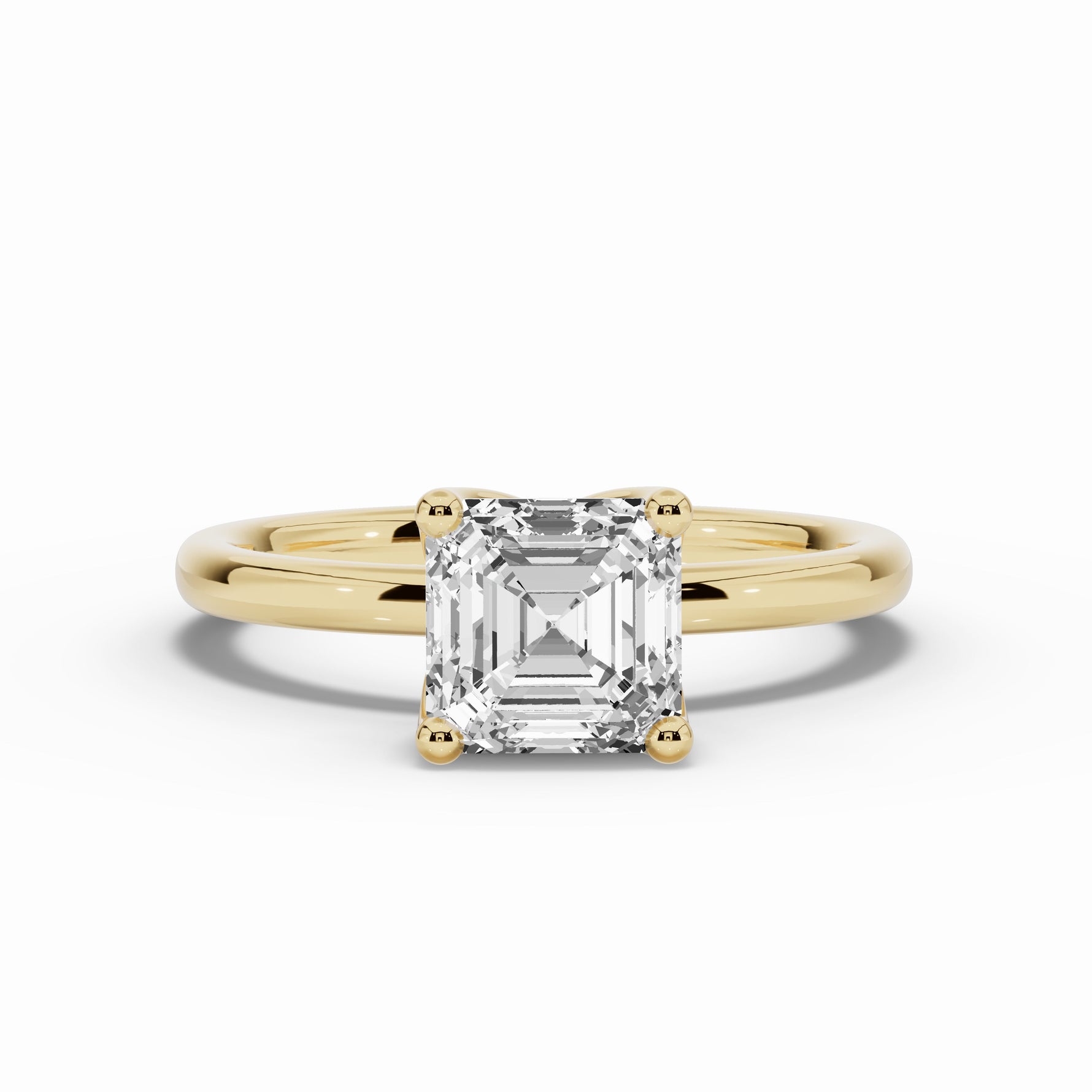 Asscher Lustre Solitaire Ring ABER-100-AS-LGD-1  - Abtin & Co.