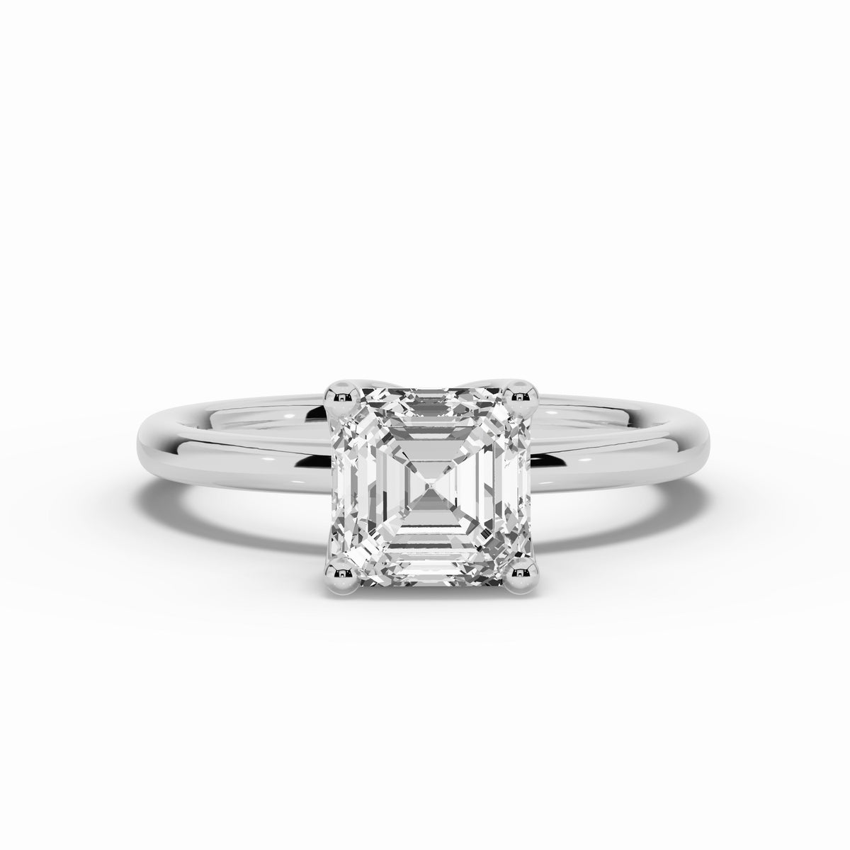 Asscher Lustre Solitaire Ring ABER-100-AS-LGD-6  - Abtin & Co.