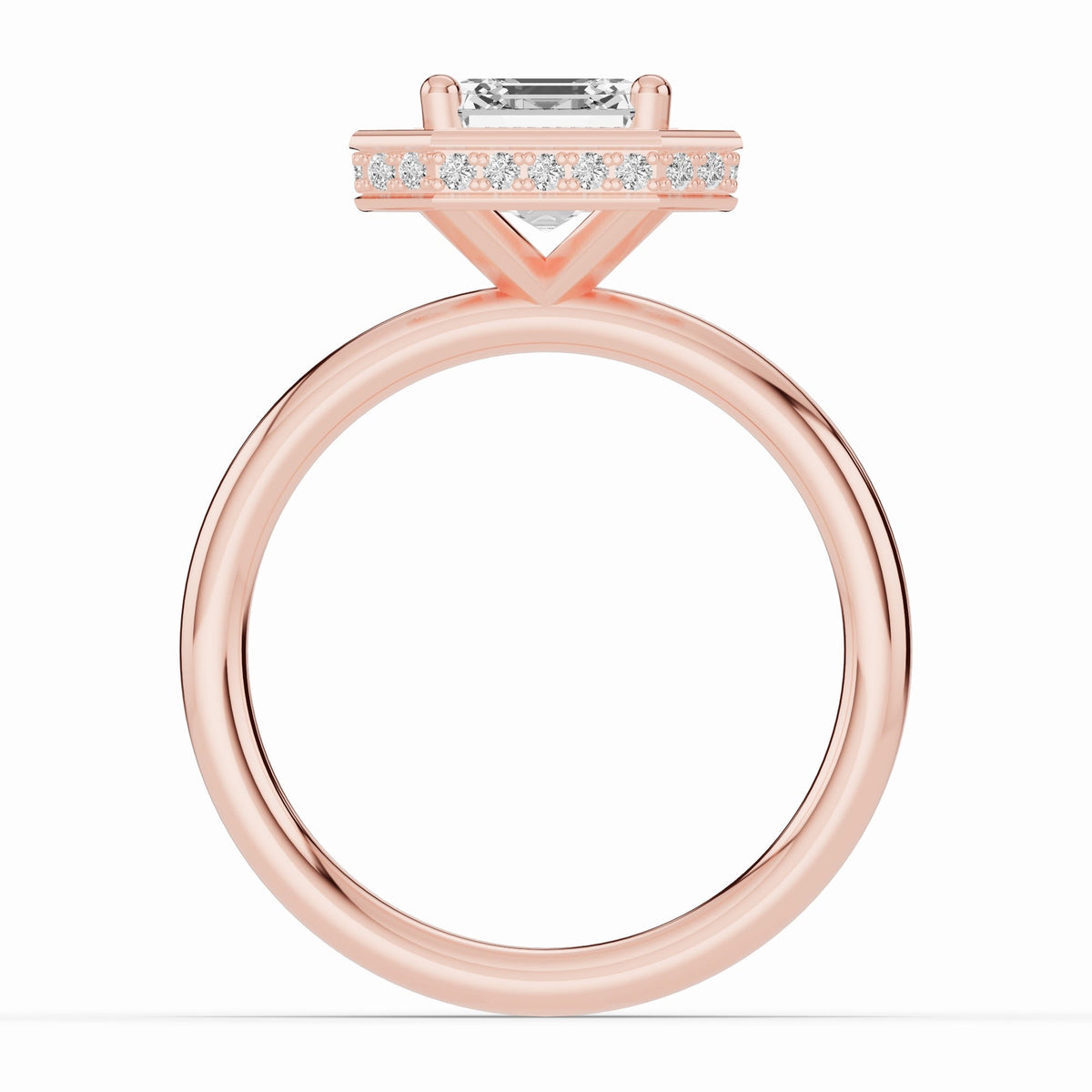 Asscher Nova Halo Engagement Ring Ring ABER-108-AS-LGD-11  - Abtin & Co.