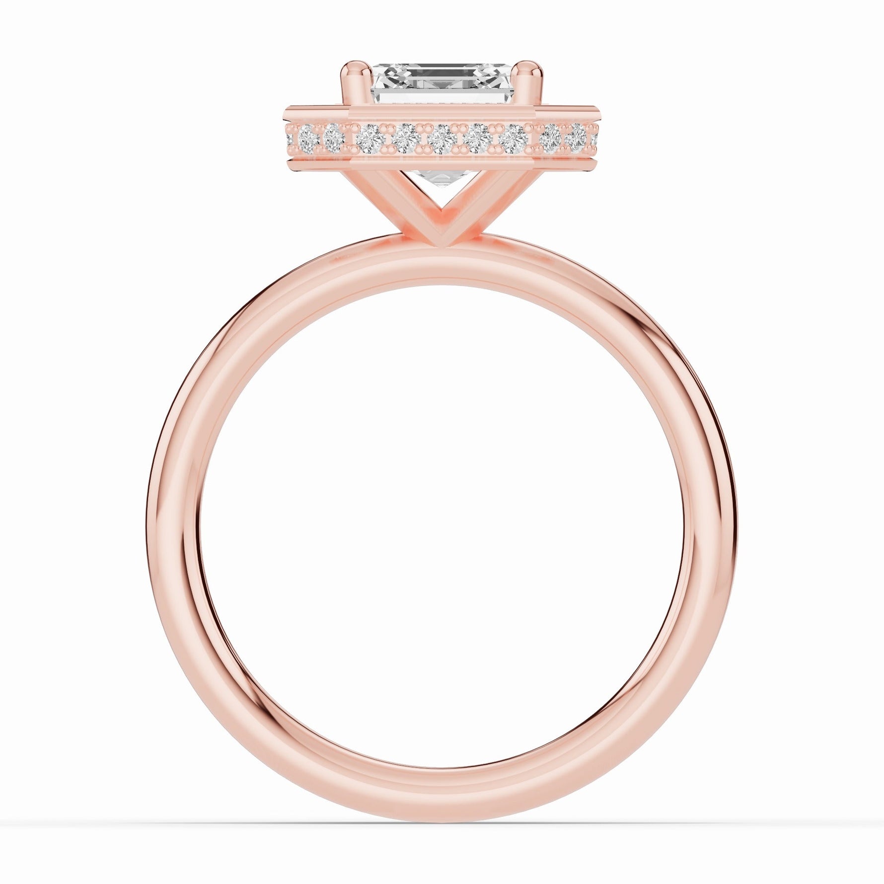 Asscher Nova Halo Engagement Ring Ring ABER-108-AS-LGD-11  - Abtin & Co.