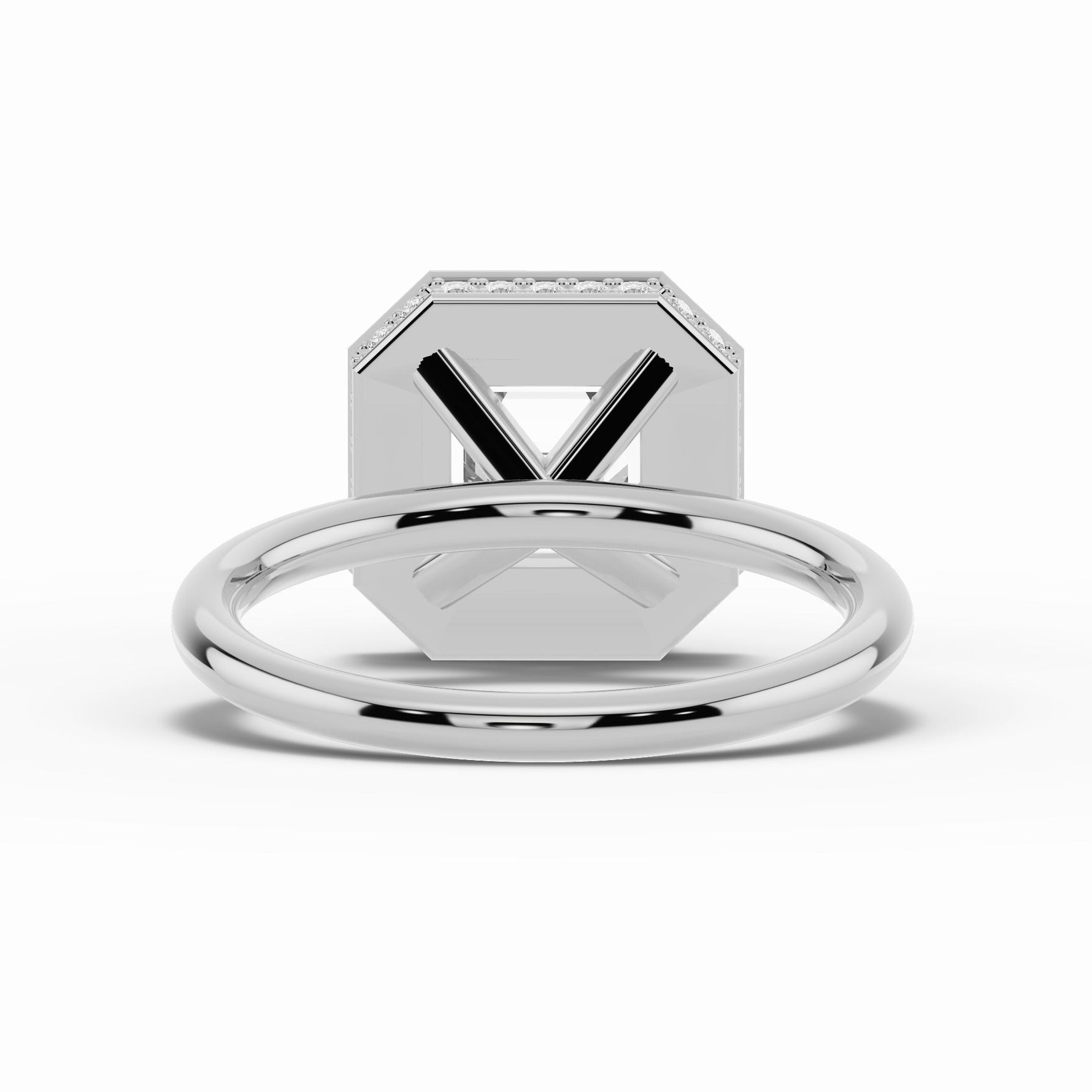 Asscher Nova Halo Engagement Ring Ring ABER-108-AS-LGD-6  - Abtin & Co.