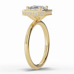 Asscher Nova Halo Engagement Ring Ring ABER-108-AS-LGD-1  - Abtin & Co.