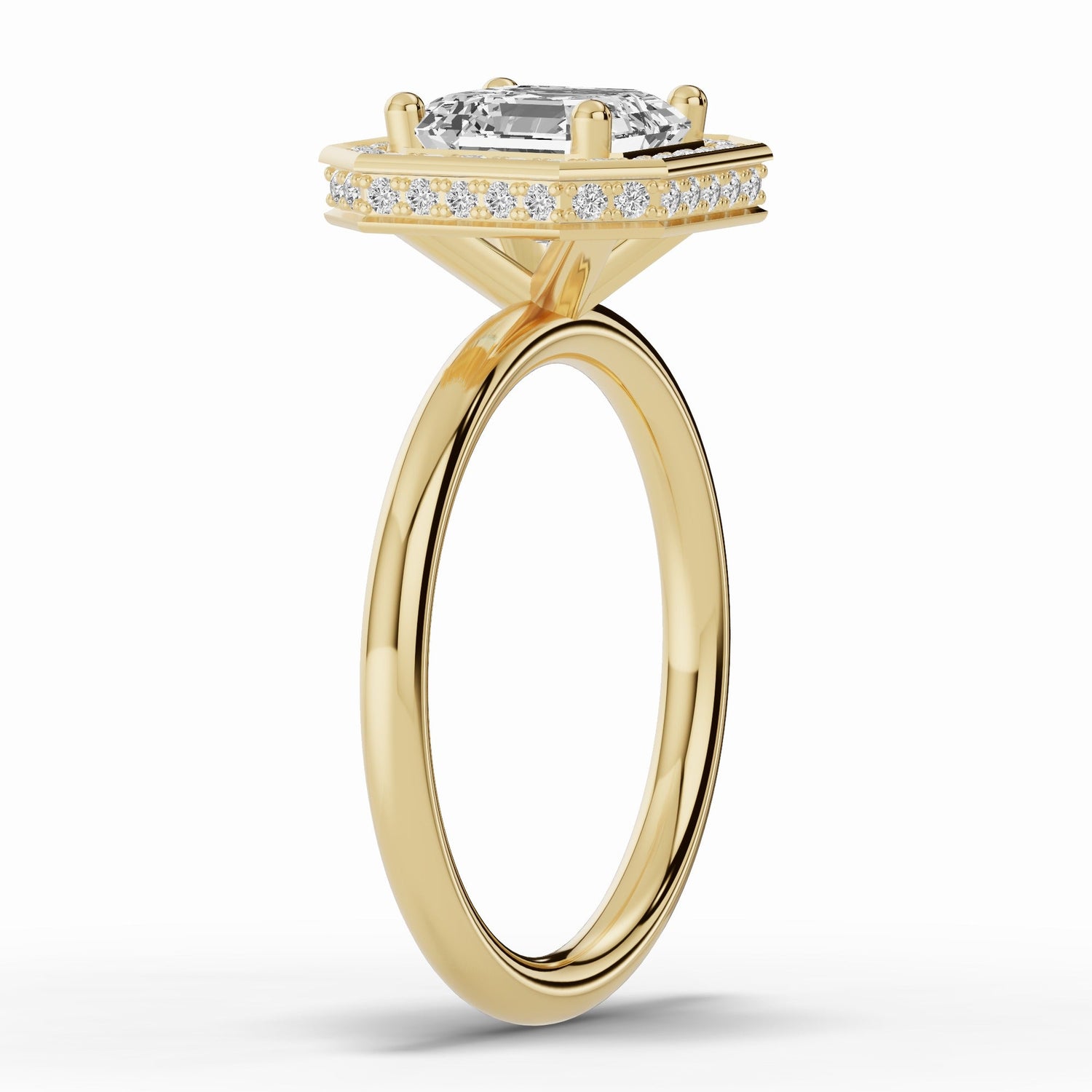 Asscher Nova Halo Engagement Ring Ring ABER-108-AS-LGD-1  - Abtin & Co.