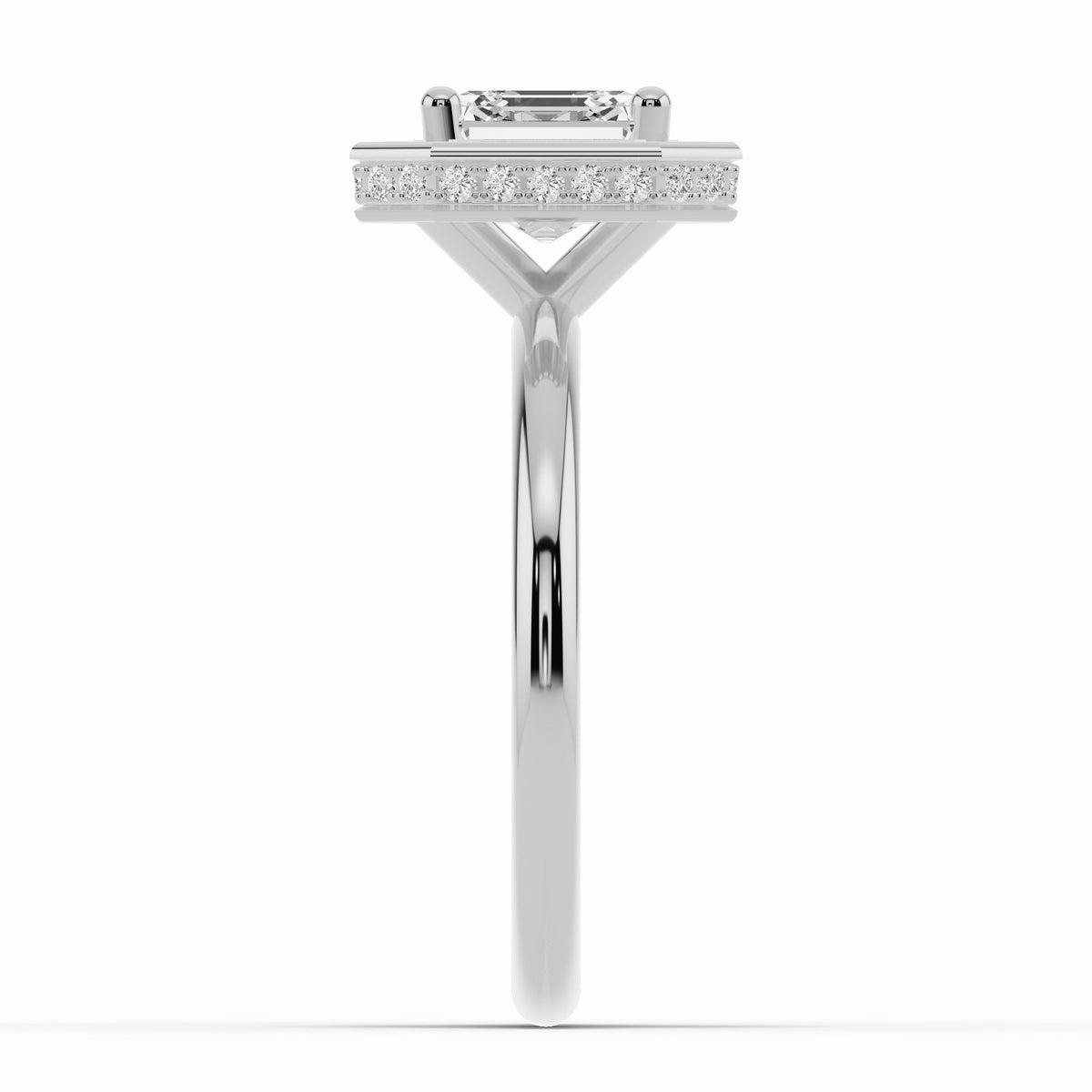 Asscher Nova Halo Engagement Ring Ring ABER-108-AS-LGD-6  - Abtin & Co.