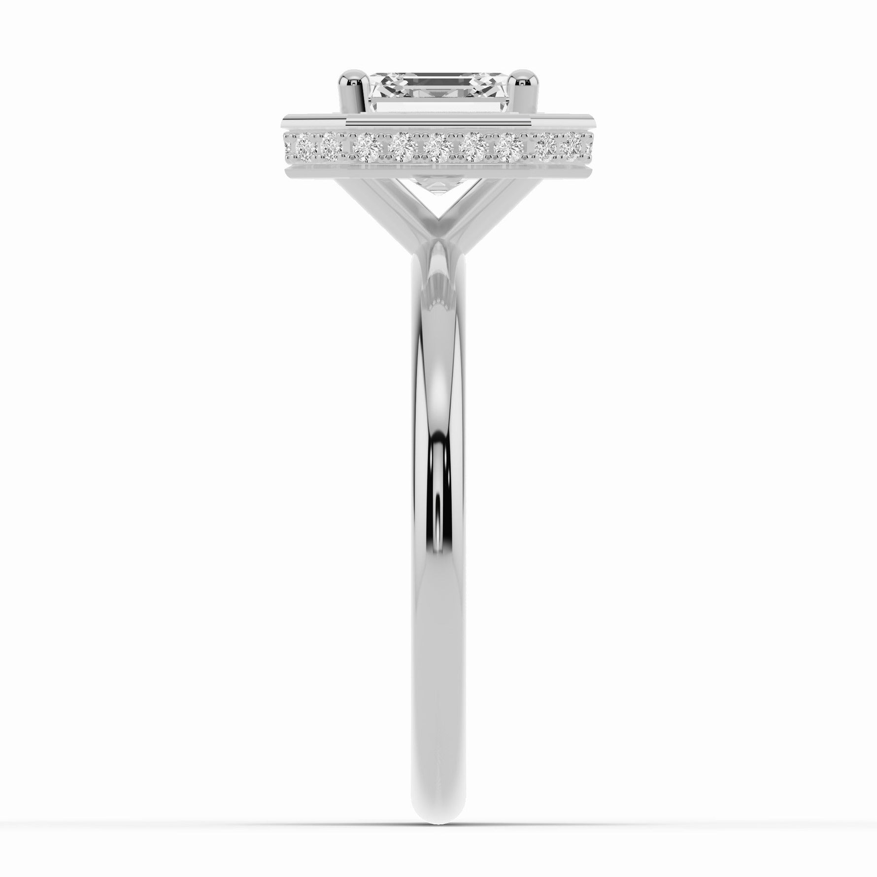 Asscher Nova Halo Engagement Ring Ring ABER-108-AS-LGD-6  - Abtin & Co.