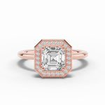 Asscher Nova Halo Engagement Ring Ring ABER-108-AS-LGD-11  - Abtin & Co.