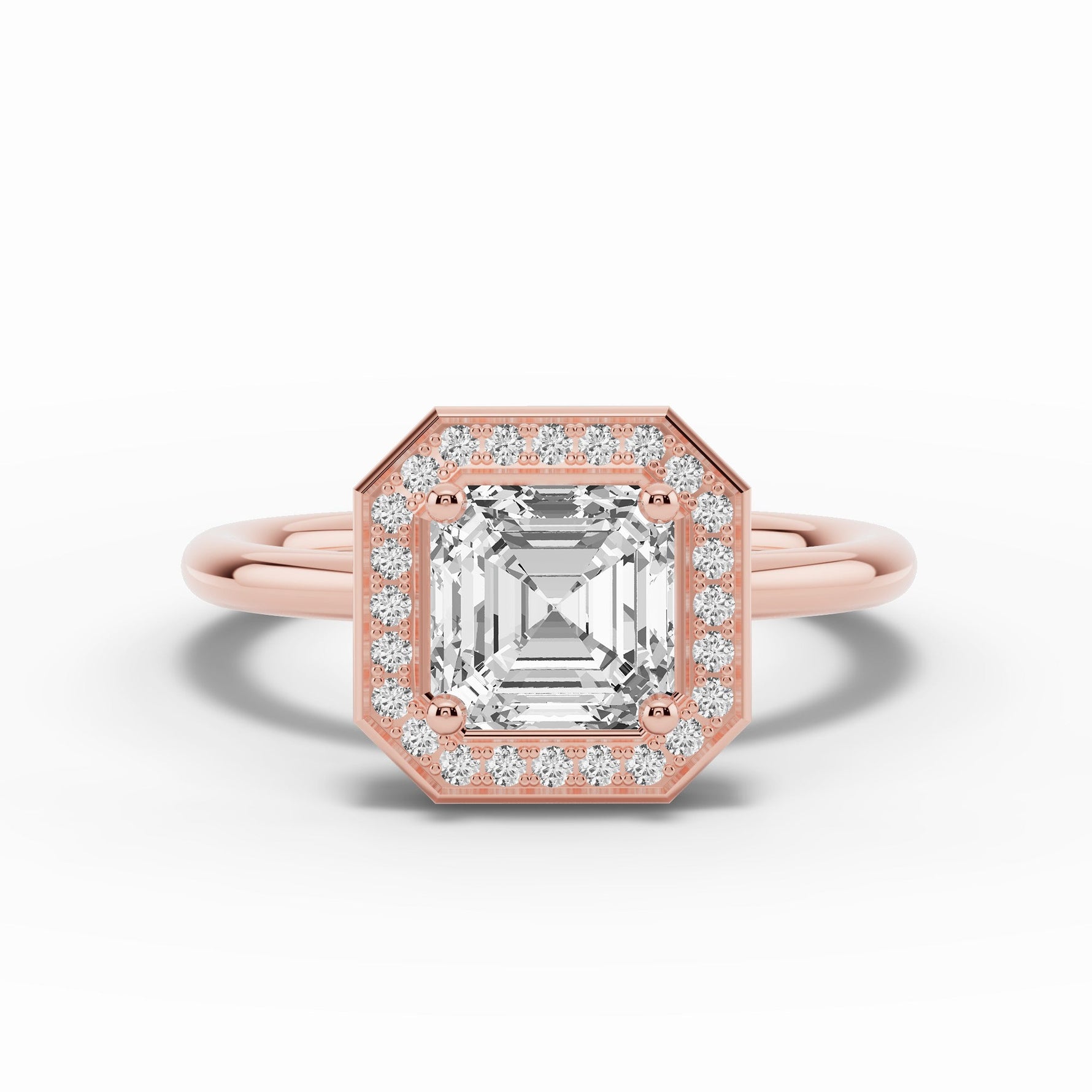 Asscher Nova Halo Engagement Ring Ring ABER-108-AS-LGD-11  - Abtin & Co.