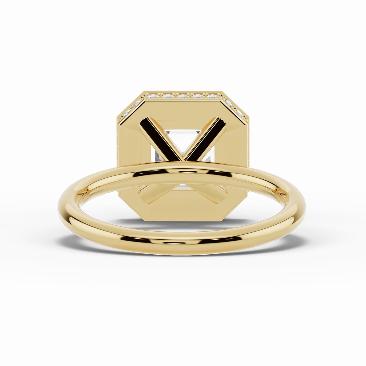 Asscher Nova Halo Engagement Ring Ring ABER-108-AS-LGD-1  - Abtin & Co.