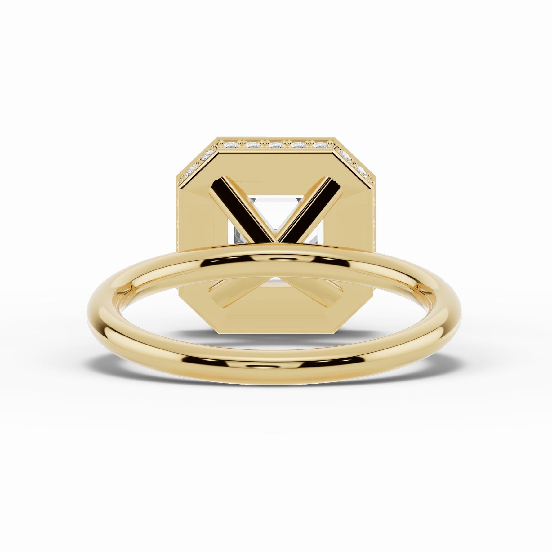 Asscher Nova Halo Engagement Ring Ring ABER-108-AS-LGD-1  - Abtin & Co.