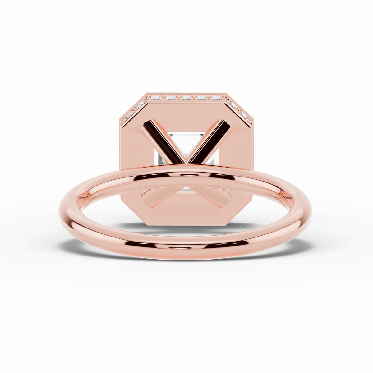 Asscher Nova Halo Engagement Ring Ring ABER-108-AS-LGD-11  - Abtin & Co.