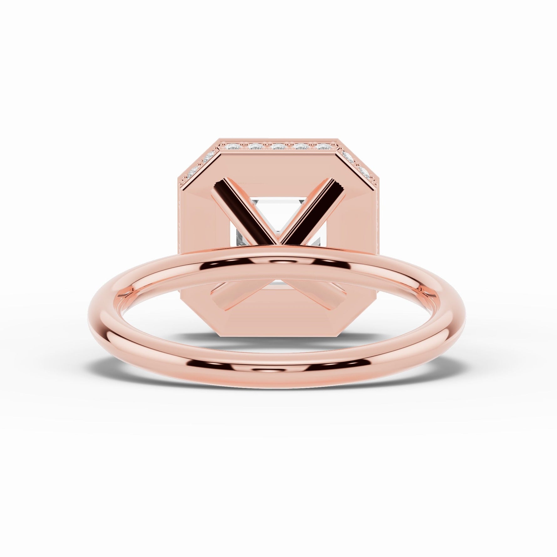 Asscher Nova Halo Engagement Ring Ring ABER-108-AS-LGD-11  - Abtin & Co.