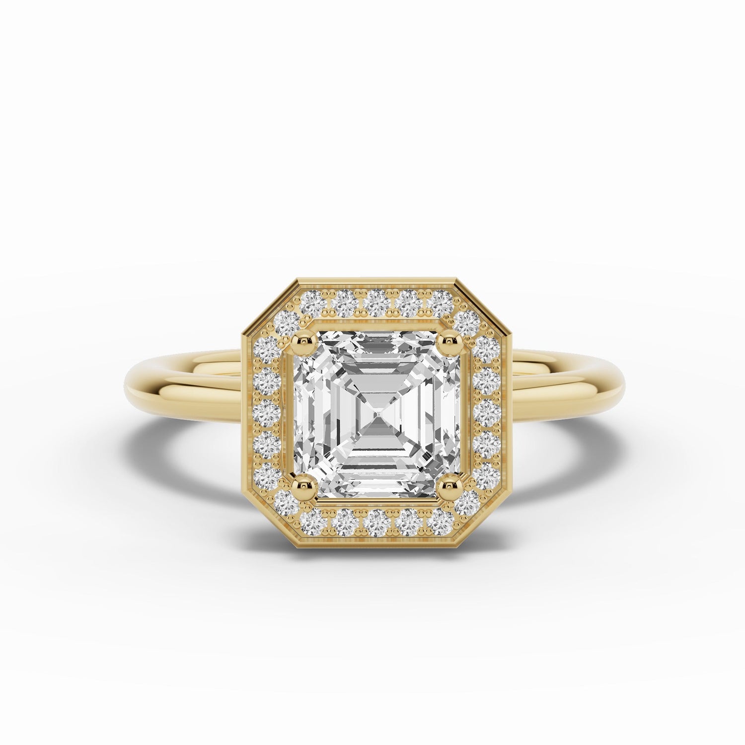 Asscher Nova Halo Engagement Ring Ring ABER-108-AS-LGD-1  - Abtin & Co.
