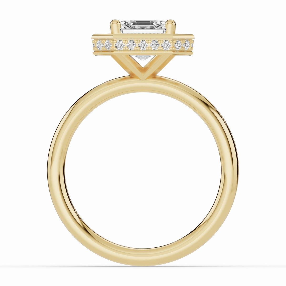 Asscher Nova Halo Engagement Ring Ring ABER-108-AS-LGD-1  - Abtin & Co.
