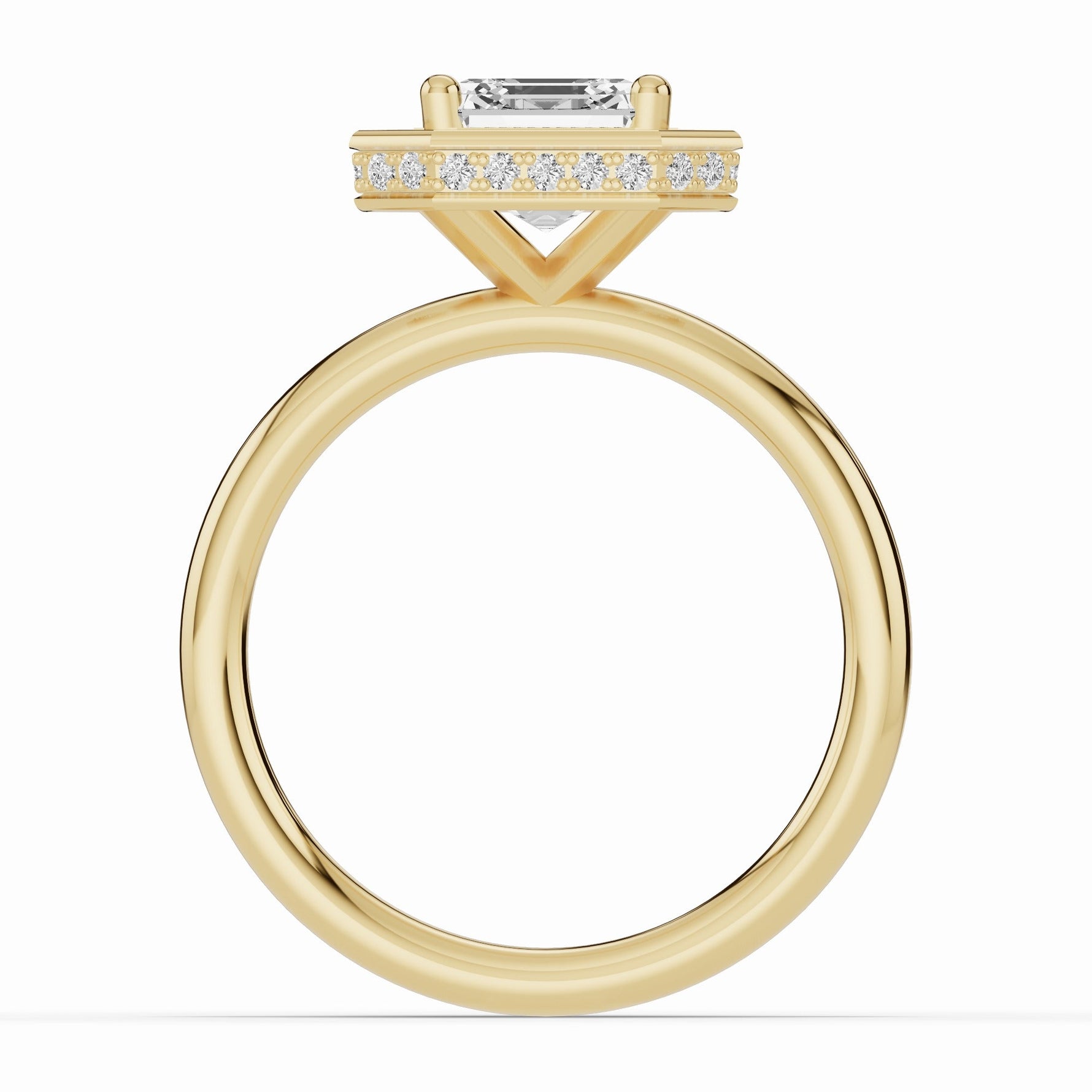 Asscher Nova Halo Engagement Ring Ring ABER-108-AS-LGD-1  - Abtin & Co.