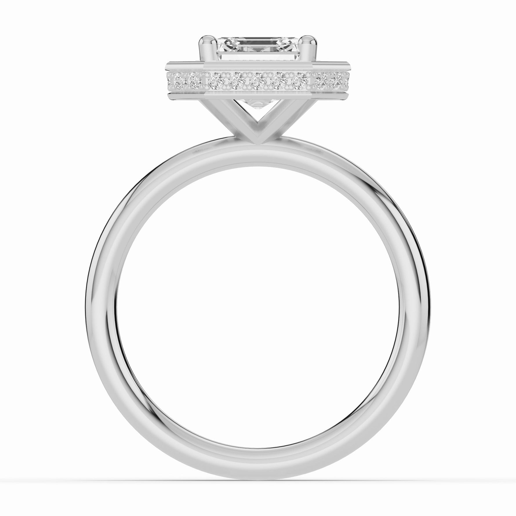 Asscher Nova Halo Engagement Ring Ring ABER-108-AS-LGD-6  - Abtin & Co.