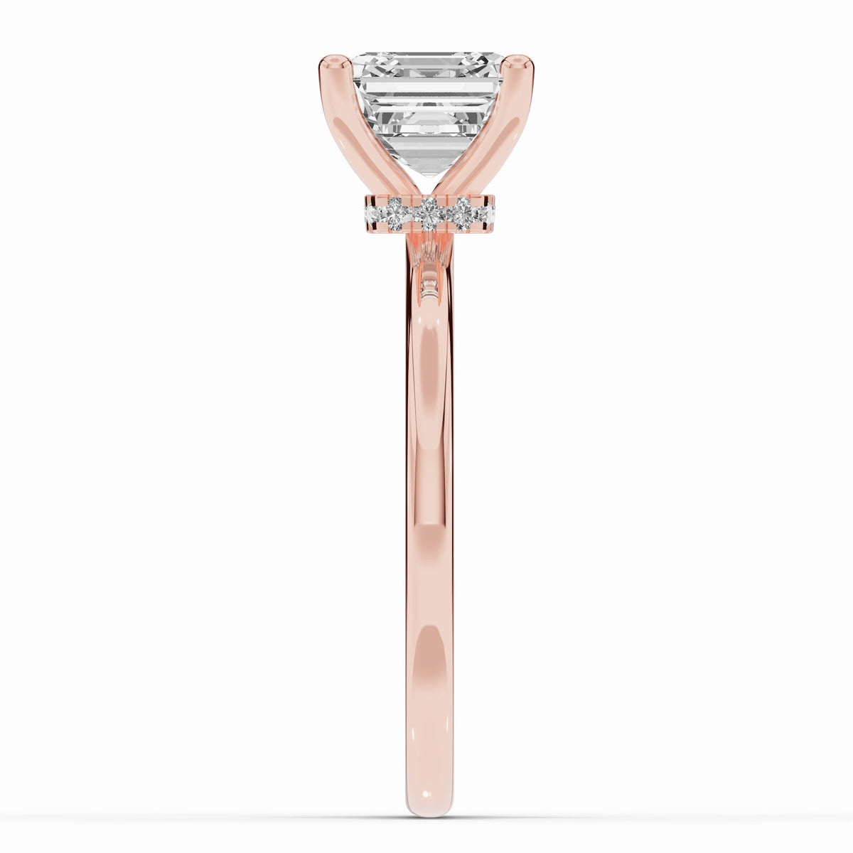 Asscher Tiara Glow Solitaire Ring ABER-102-AS-LGD-26  - Abtin & Co.