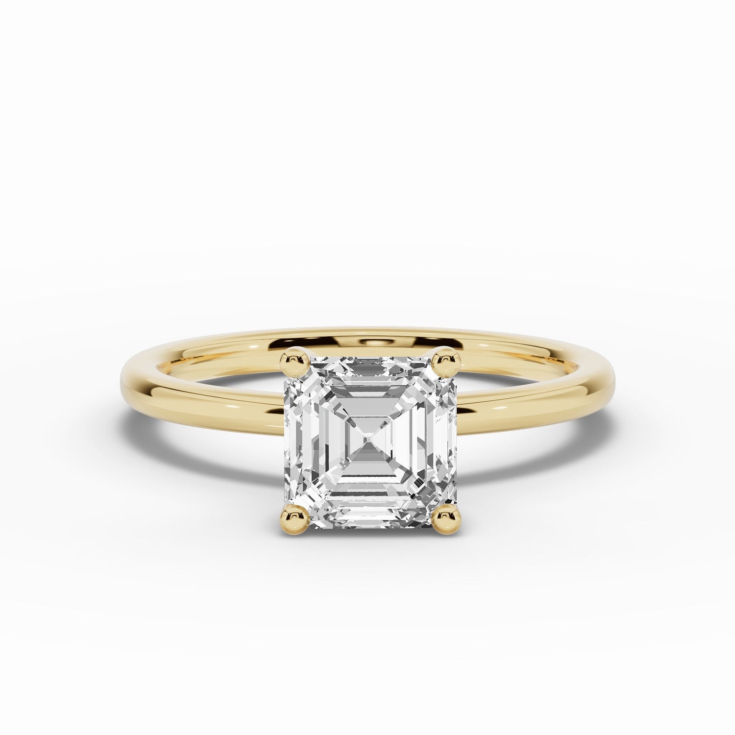 Asscher Tiara Glow Solitaire Ring ABER-102-AS-LGD-16  - Abtin & Co.