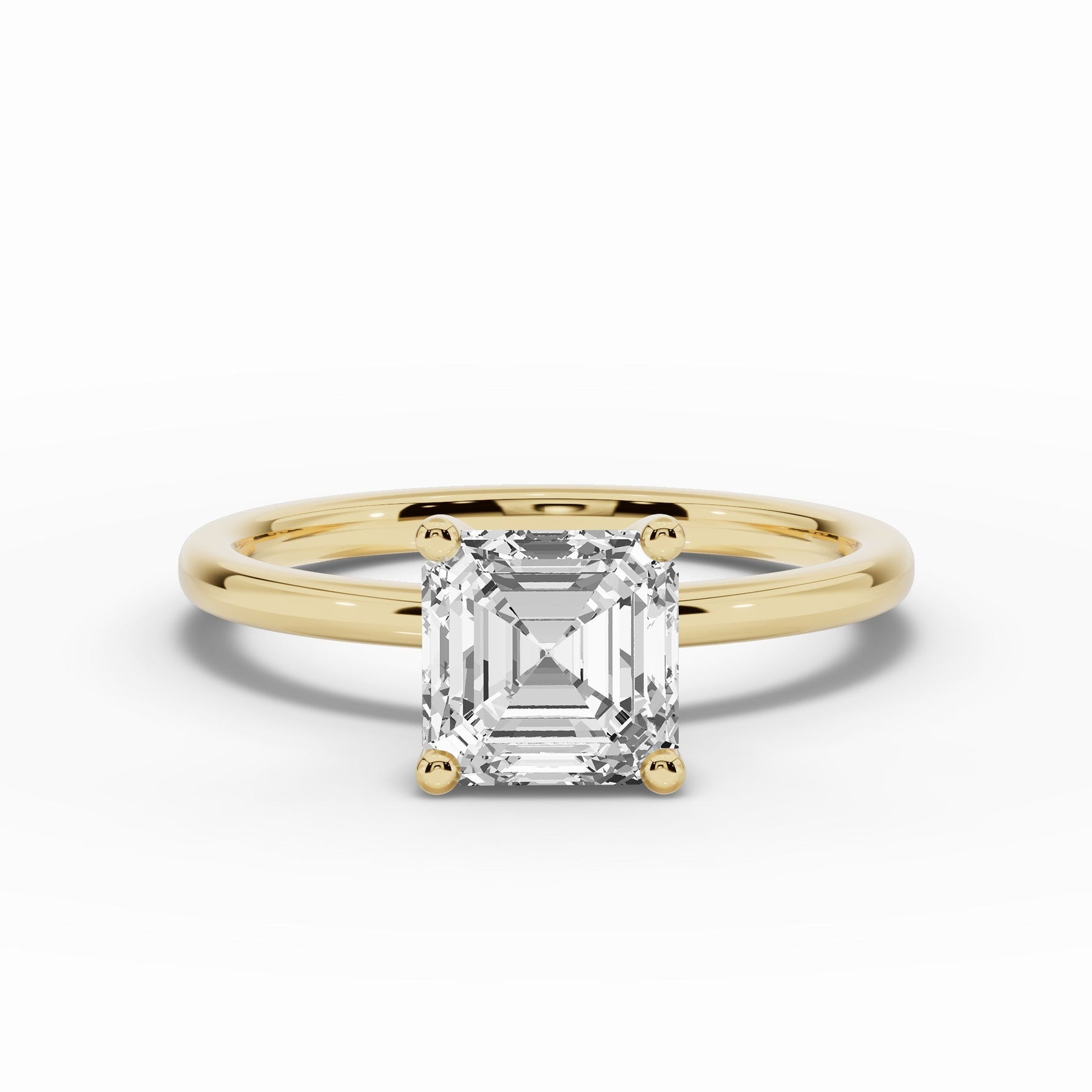 Asscher Tiara Glow Solitaire Ring ABER-102-AS-LGD-16  - Abtin & Co.