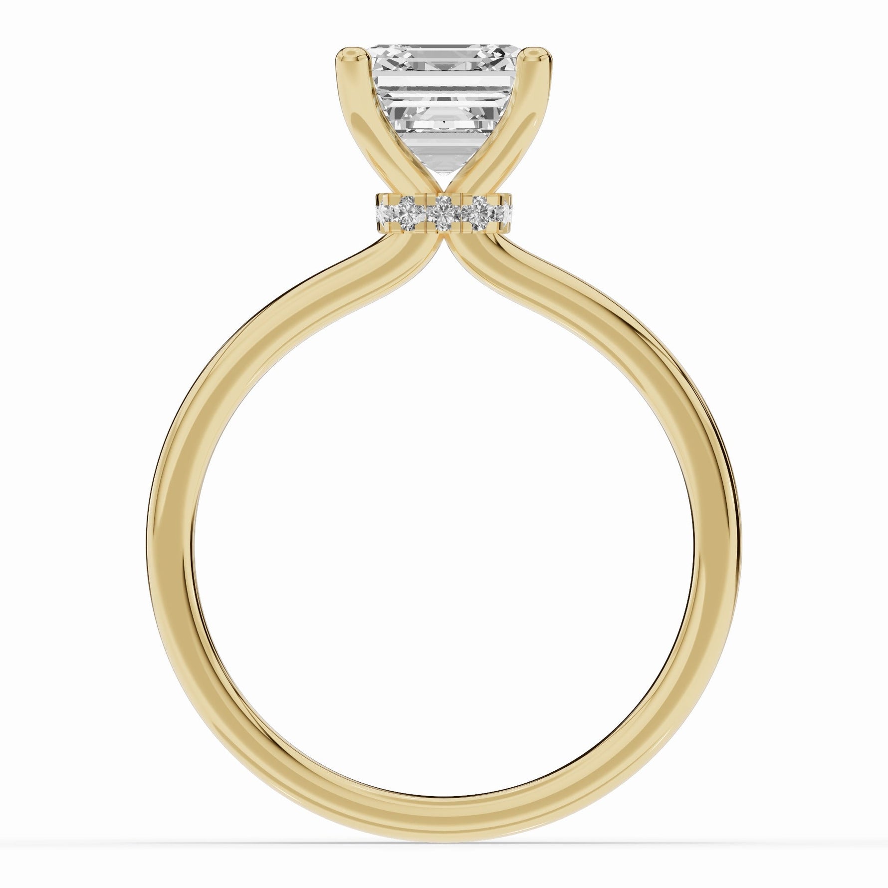 Asscher Tiara Glow Solitaire Ring ABER-102-AS-LGD-16  - Abtin & Co.