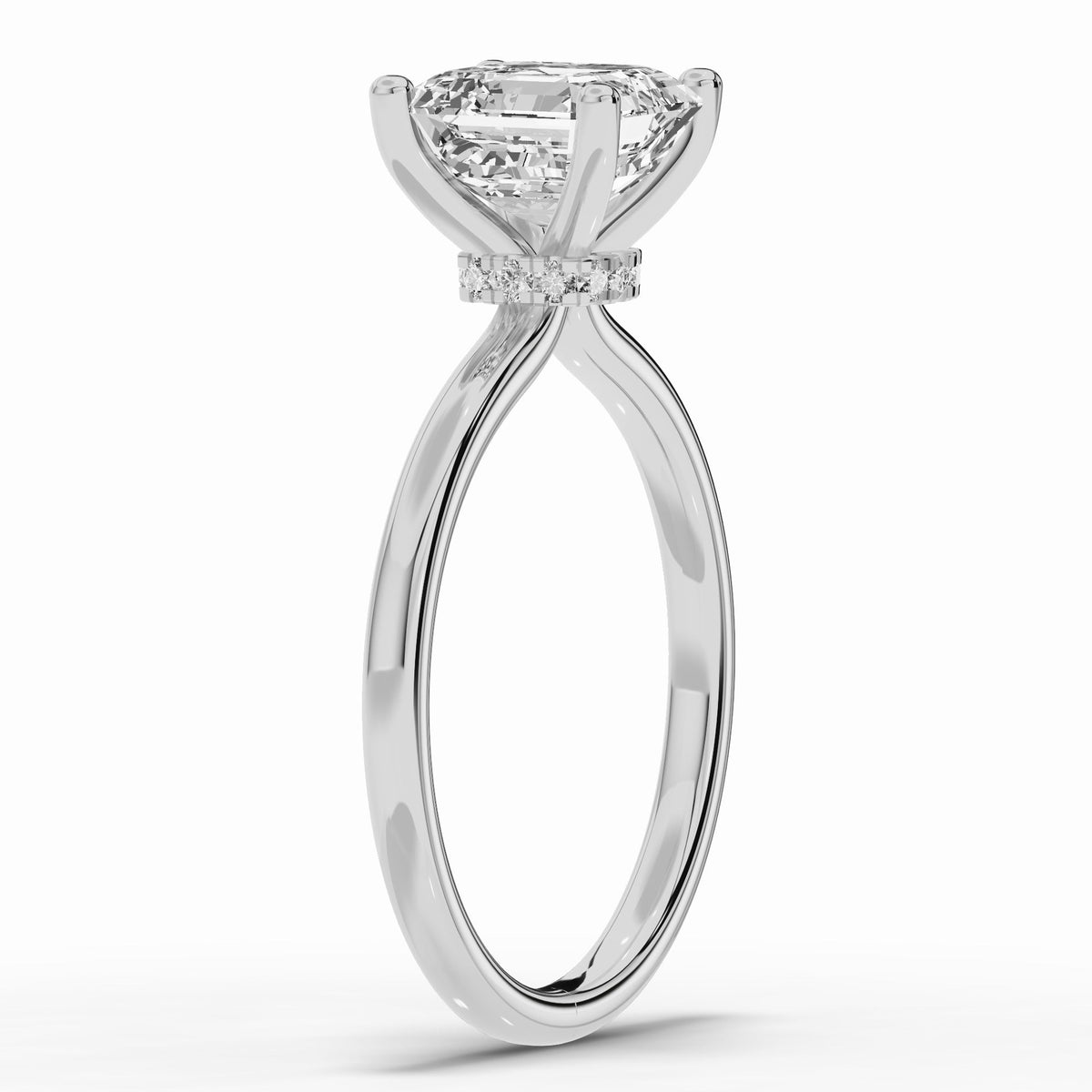 Asscher Tiara Glow Solitaire Ring ABER-102-AS-LGD-21  - Abtin & Co.