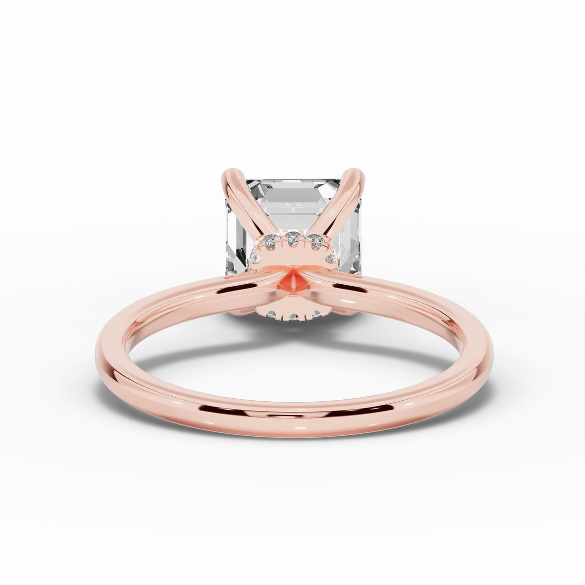 Asscher Tiara Glow Solitaire Ring ABER-102-AS-LGD-26  - Abtin & Co.
