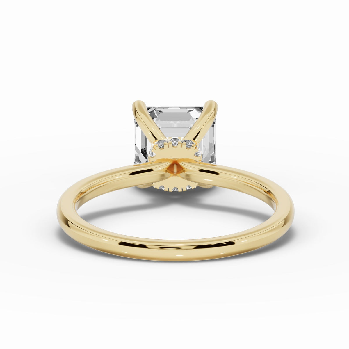 Asscher Tiara Glow Solitaire Ring ABER-102-AS-LGD-16  - Abtin & Co.