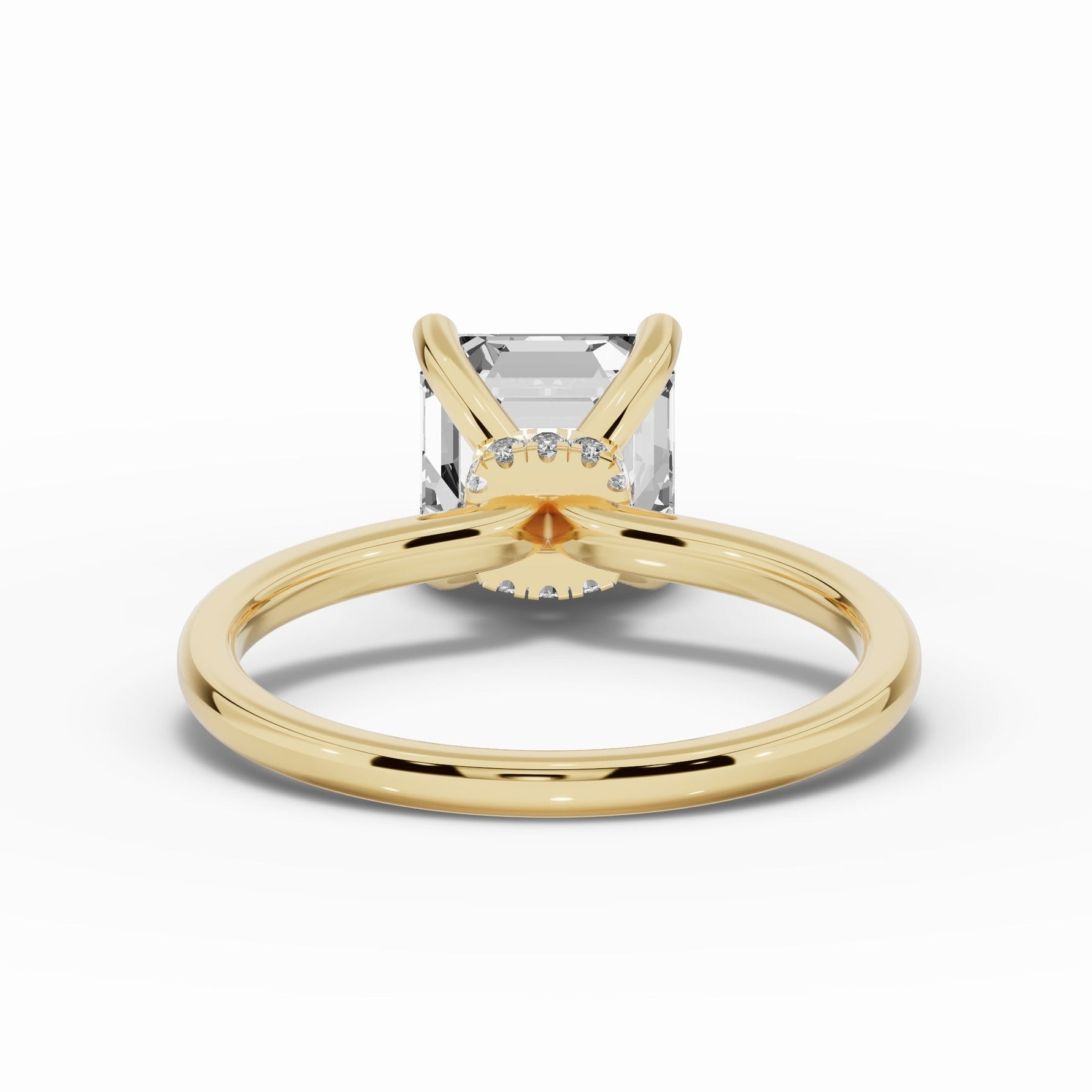 Asscher Tiara Glow Solitaire Ring ABER-102-AS-LGD-16  - Abtin & Co.