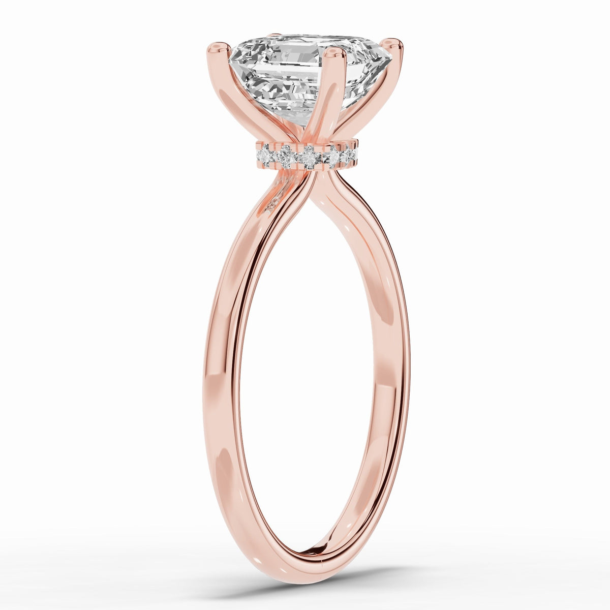 Asscher Tiara Glow Solitaire Ring ABER-102-AS-LGD-26  - Abtin & Co.