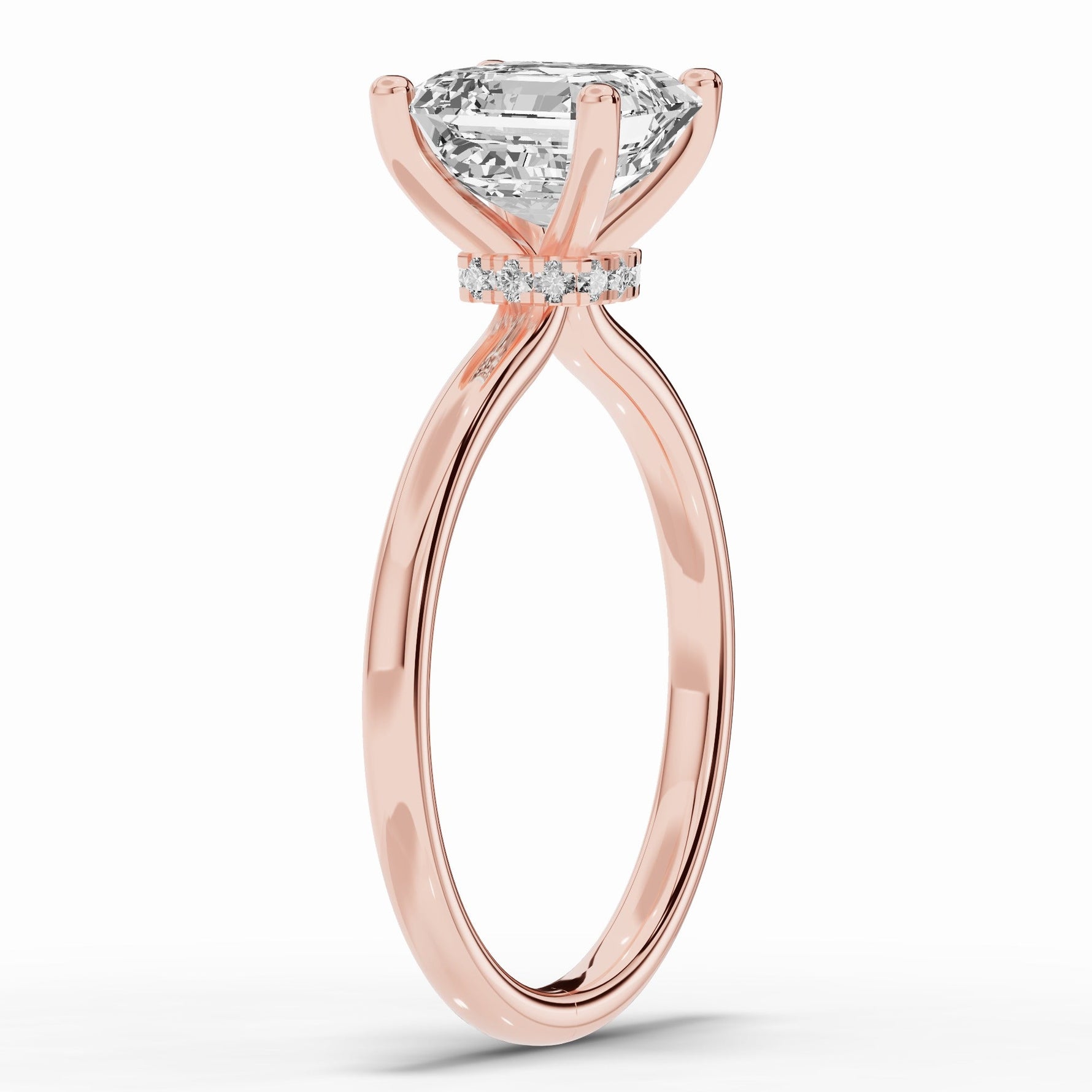 Asscher Tiara Glow Solitaire Ring ABER-102-AS-LGD-26  - Abtin & Co.