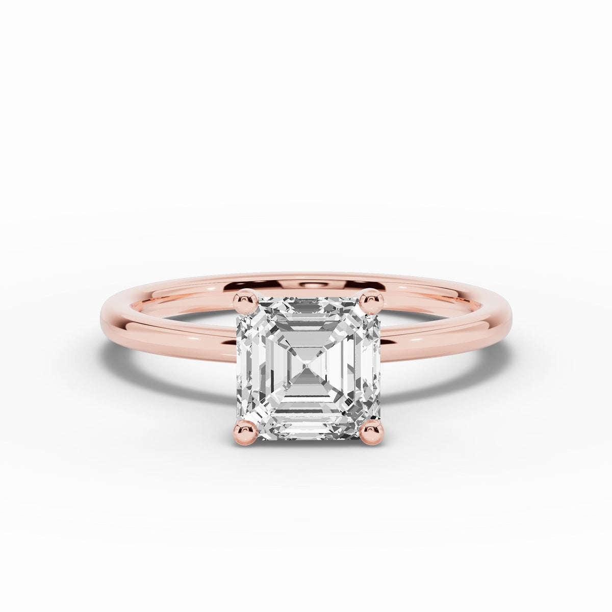 Asscher Tiara Glow Solitaire Ring ABER-102-AS-LGD-26  - Abtin & Co.