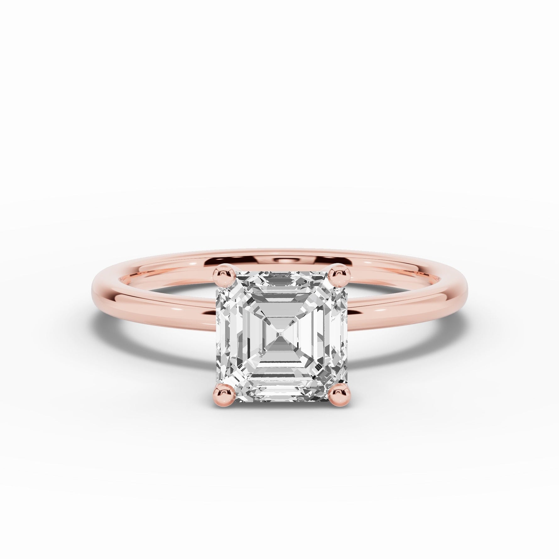 Asscher Tiara Glow Solitaire Ring ABER-102-AS-LGD-26  - Abtin & Co.