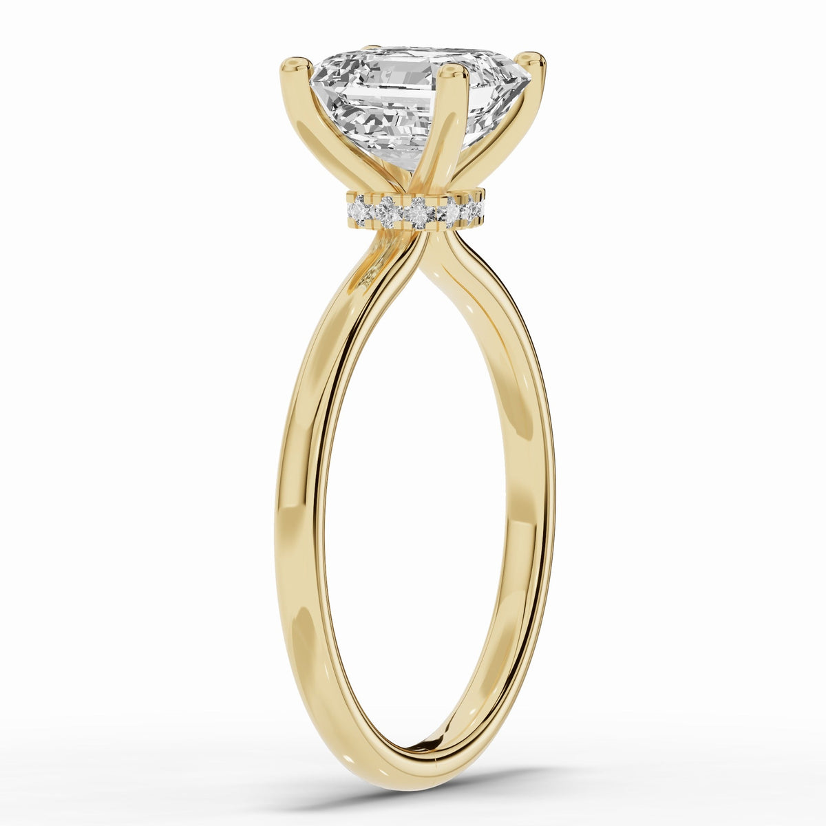 Asscher Tiara Glow Solitaire Ring ABER-102-AS-LGD-16  - Abtin & Co.