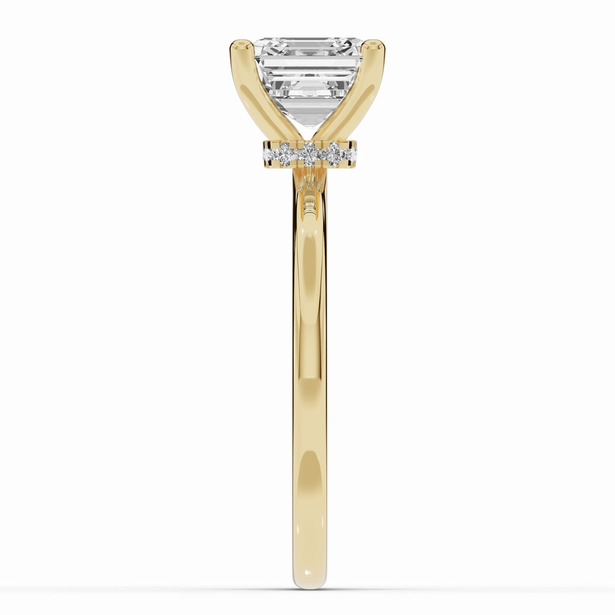Asscher Tiara Glow Solitaire Ring ABER-102-AS-LGD-16  - Abtin & Co.