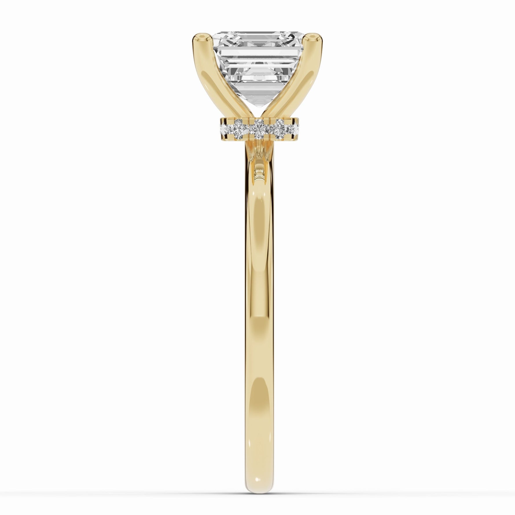 Asscher Tiara Glow Solitaire Ring ABER-102-AS-LGD-16  - Abtin & Co.