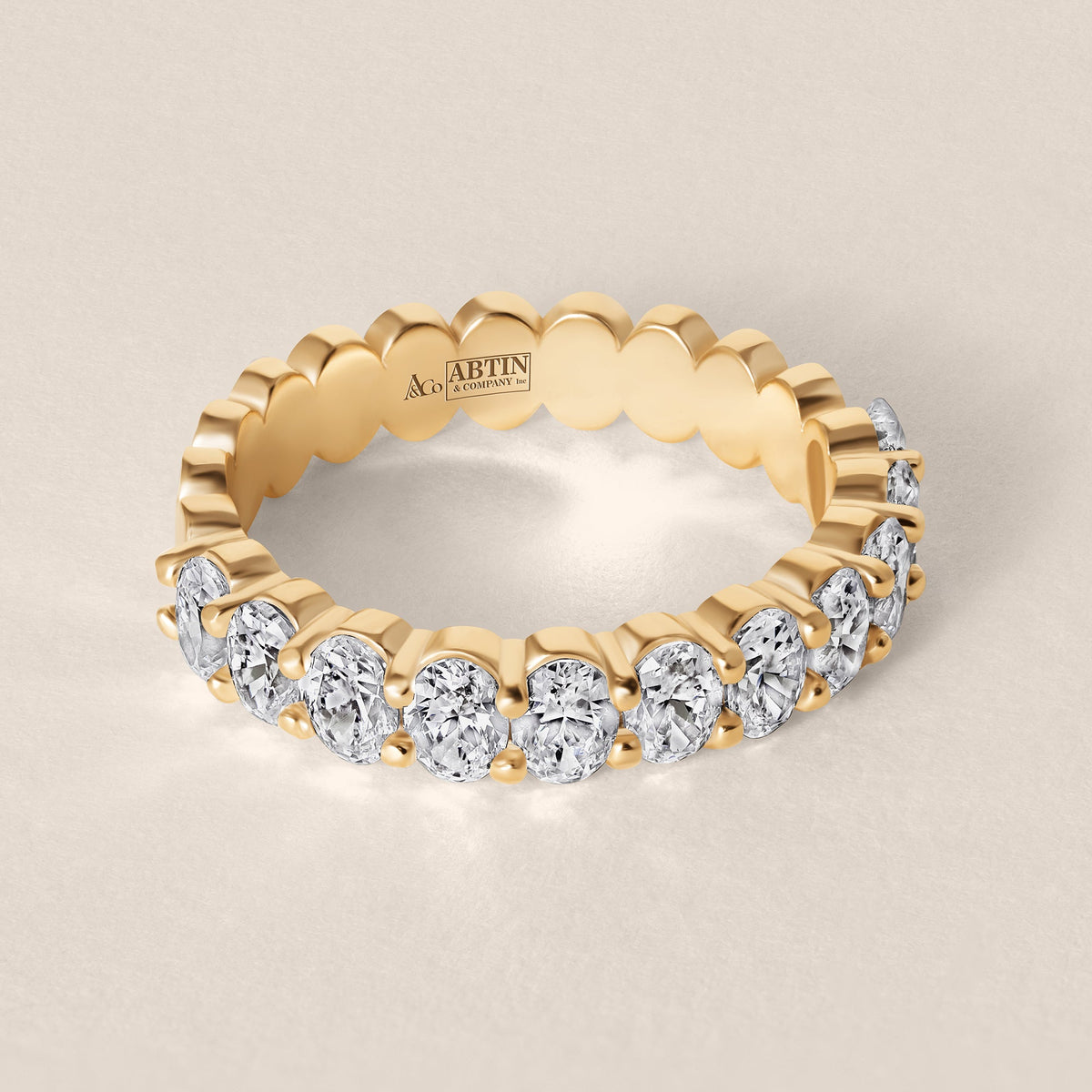 Aurelle 14K Gold Oval Cut Halfway Eternity Shared Prong Lab Grown Diamond Wedding Band Oval Cut ABB-687.1-LGD-1  - Abtin & Co.