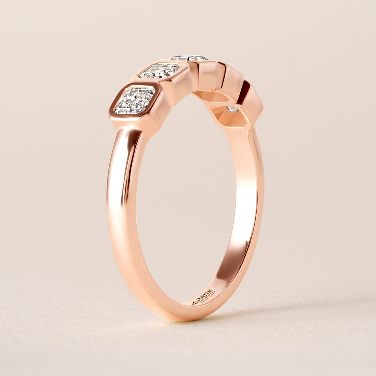 Aurora Asscher Elegance Band Ring ABB-714-AS-D-5  - Abtin & Co.