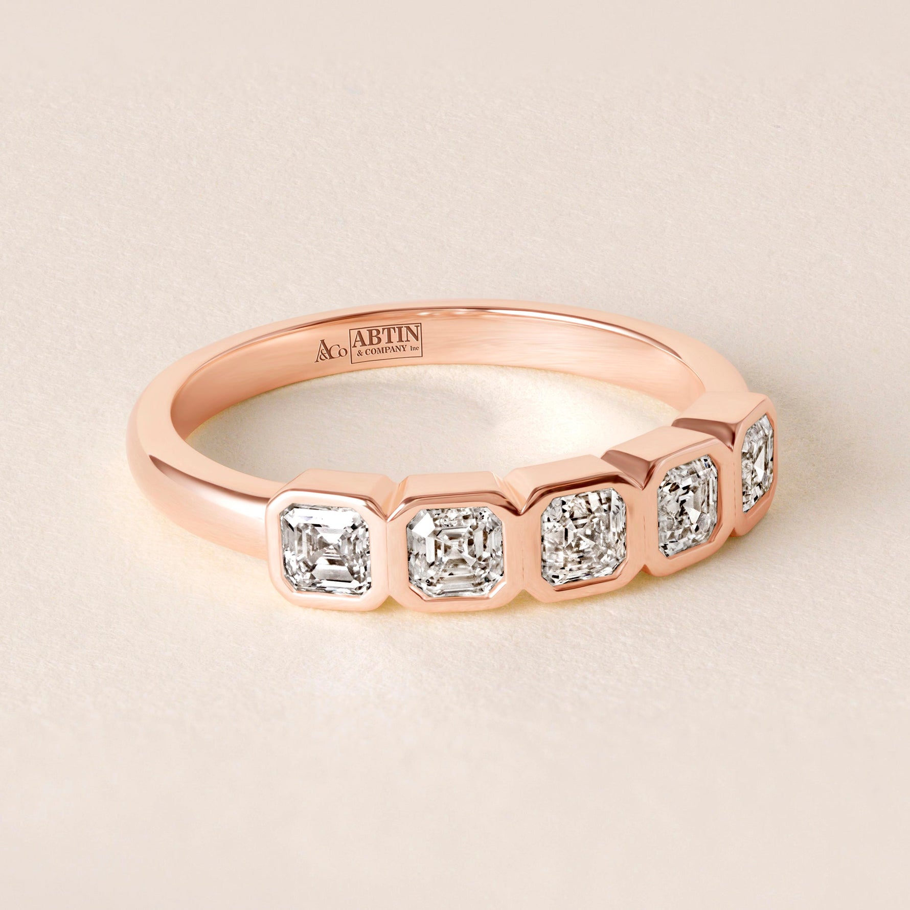 Aurora Asscher Elegance Band Ring ABB-714-AS-D-5  - Abtin & Co.