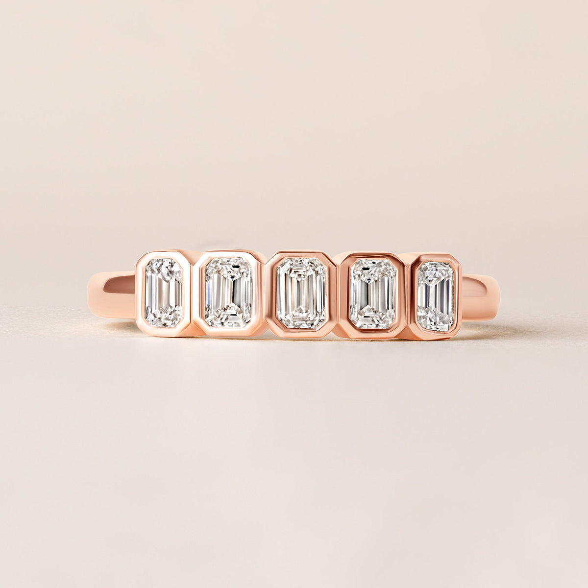 Aurora Emerald Cut Elegance Band Ring ABB-714-EM-D-5  - Abtin & Co.