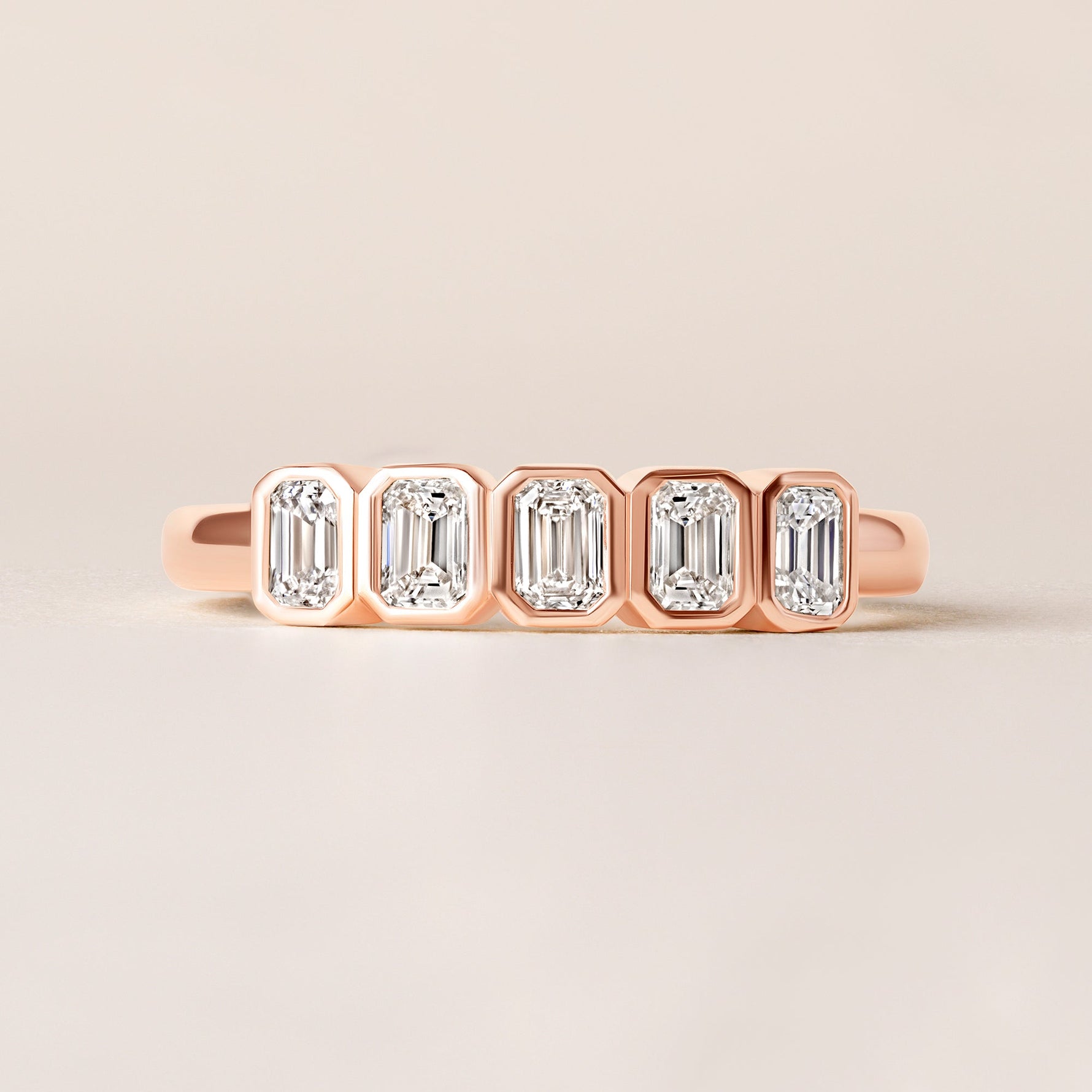Aurora Emerald Cut Elegance Band Ring ABB-714-EM-D-5  - Abtin & Co.