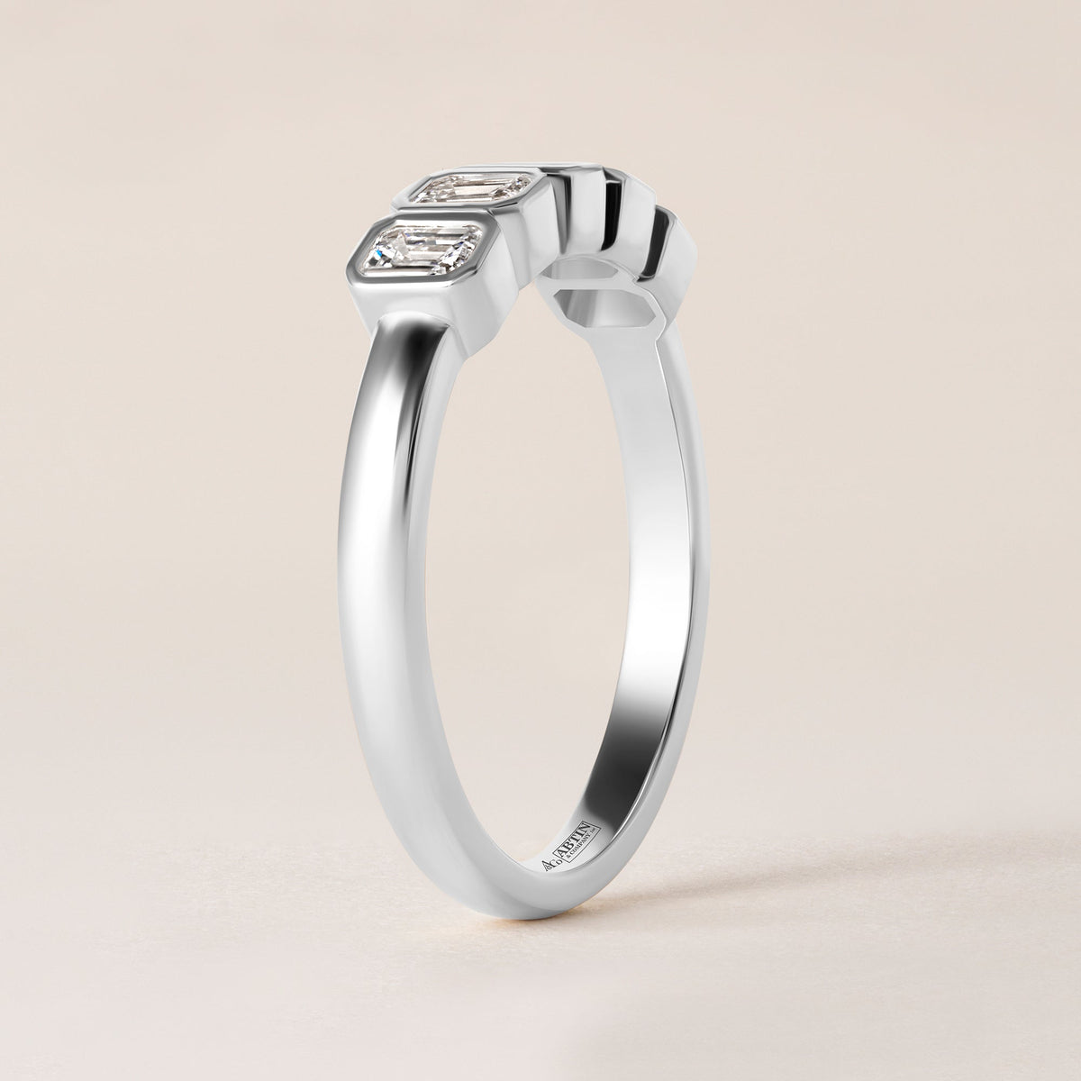 Aurora Emerald Cut Elegance Band Ring ABB-714-EM-D-3  - Abtin & Co.