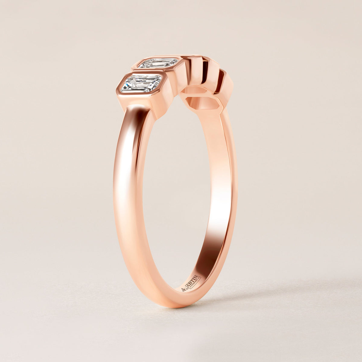 Aurora Emerald Cut Elegance Band Ring ABB-714-EM-D-5  - Abtin & Co.