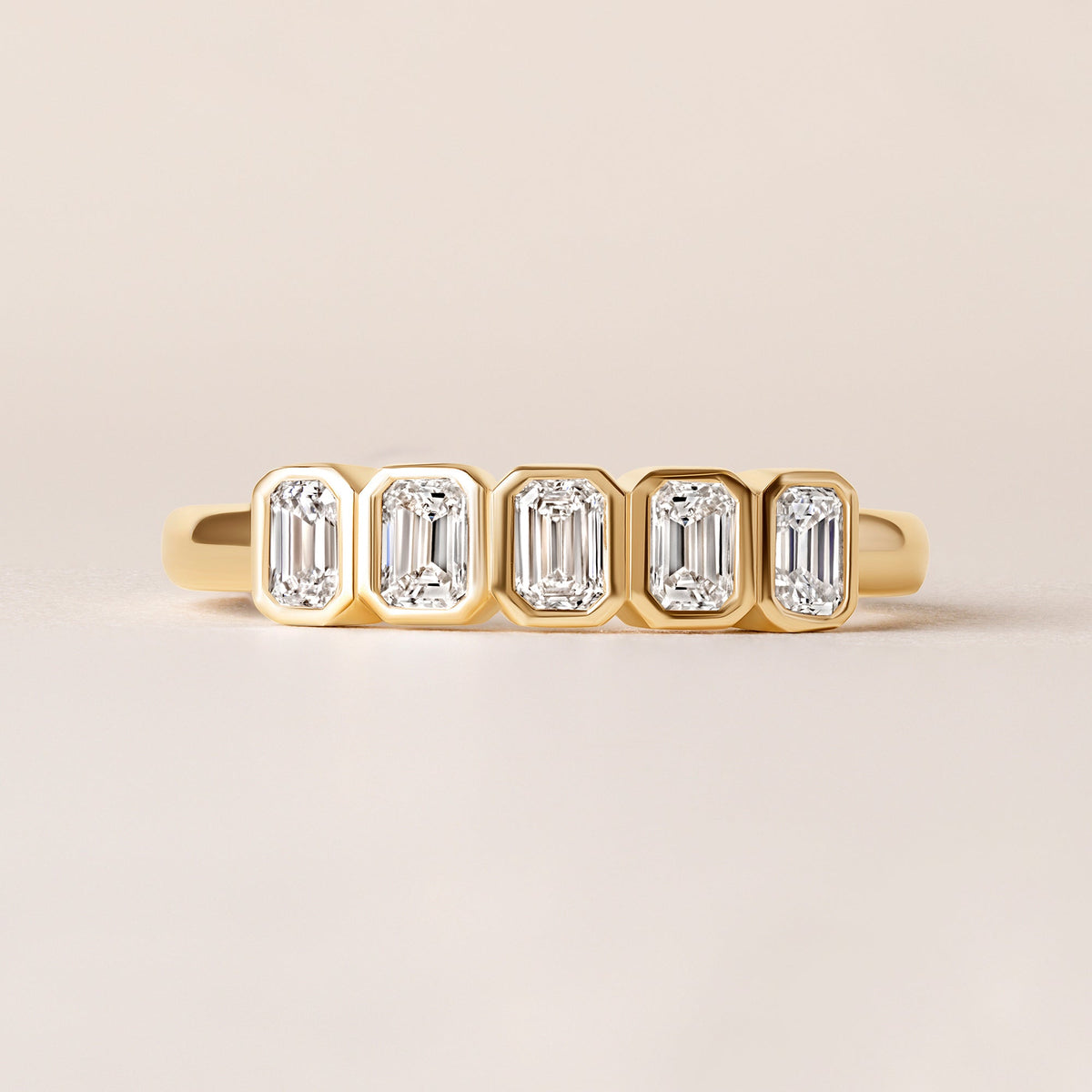 Aurora Emerald Cut Elegance Band Ring ABB-714-EM-D-1  - Abtin & Co.