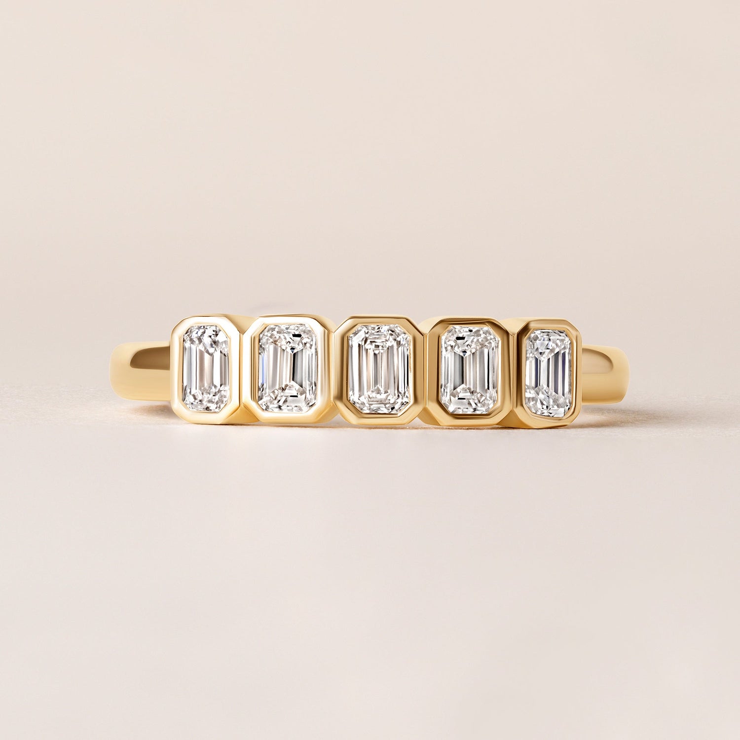 Aurora Emerald Cut Elegance Band Ring ABB-714-EM-D-1  - Abtin & Co.