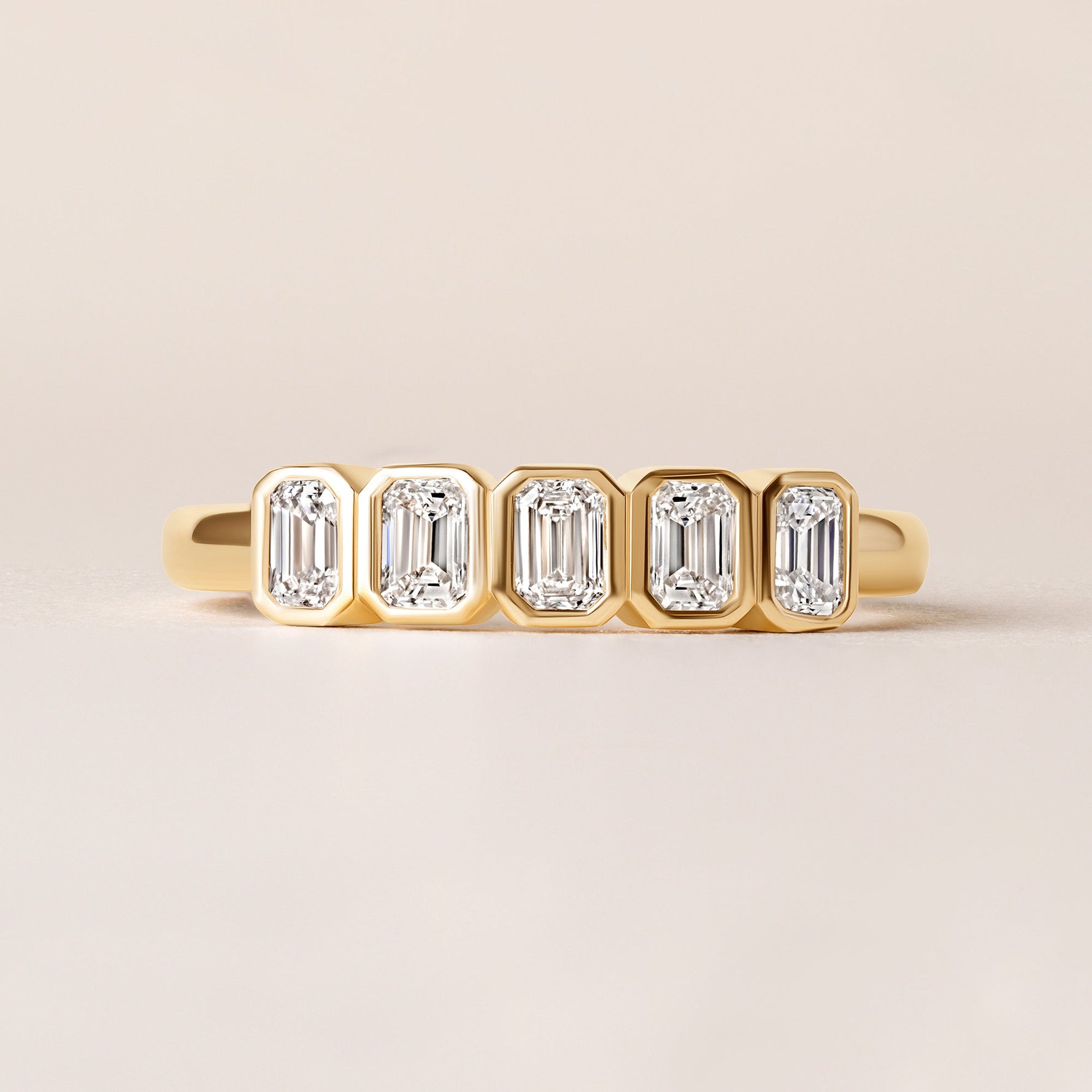 Aurora Emerald Cut Elegance Band Ring ABB-714-EM-D-1  - Abtin & Co.