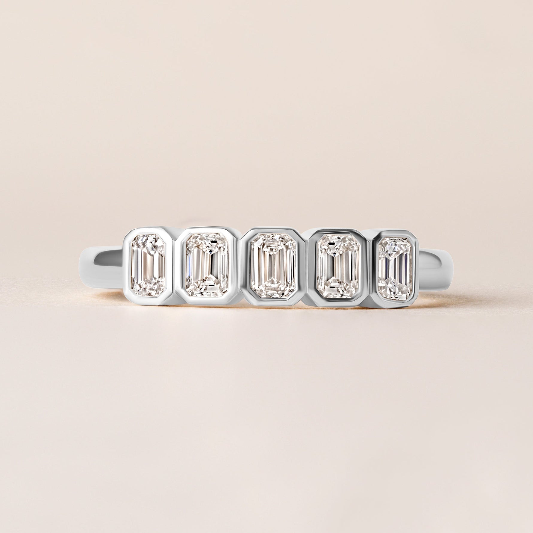 Aurora Emerald Cut Elegance Band Ring ABB-714-EM-D-3  - Abtin & Co.
