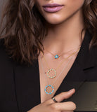 14K Gold Marquise Turquoise & Diamond Circle Pendant - Abtin & Company 